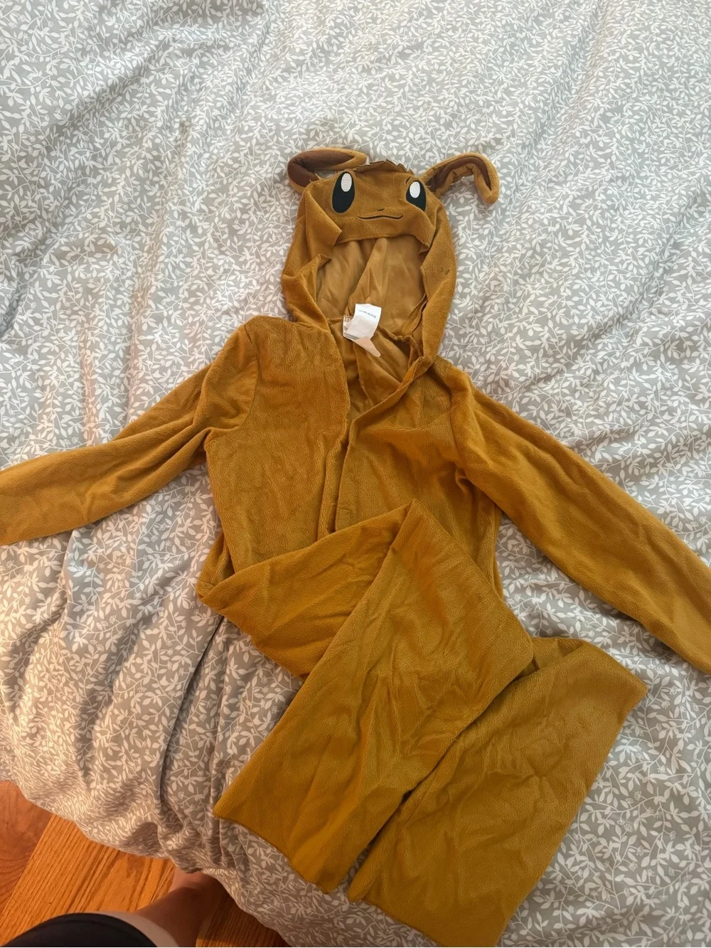 Kids Brown Eevee Plush Hooded Costume Onesie
